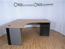 Tangent 1800 x 1800 beech panel end workstation complete with under desk pedestal 